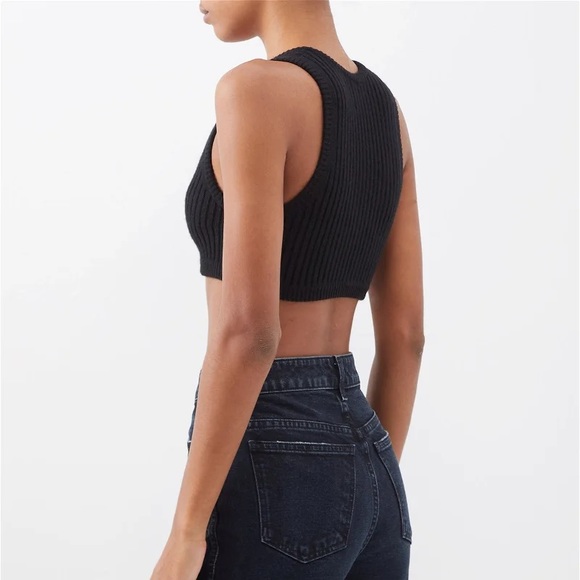 Khaite Scoop-Neck Ribbed Cashmere-Blend Cropped Top - NWT - Size XS - Picture 3 of 5